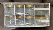 Ice Bucket Set 6 Lowball Rocks Glasses Tongs MCM Vtg Gold Rim EUC Pasabahce