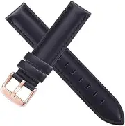 [BeiCheng] CAREG Watch Strap Brown With Rose Gold Clasp Watchband 14mm 18mm 20mm Compatible With DW Daniel Wellington Watch Band Durable (Color : Black-Rose Buckle, Size : 21mm)