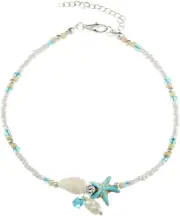 Boho Anklet Bracelet for Women Handmade Elphant Sun Turtle Shell Ankle Bracelets