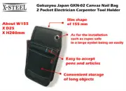 Gokusyou Japan GKN-02 Canvas Nail Bag 2 Pocket Electrician Carpenter Tool Holder
