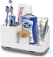 songear Electric Toothbrush Holder for Bathroom Storage, Kids Toothbrush and Toothpaste Holders, Bathroom Caddy Organiser for Bathroom Accessories (Grey)