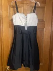 $360 BCBG "TAFFETA" BUTTON FRONT TOP DRESS BUBBLE "WINTER WHITE" SIZE "2" NWT