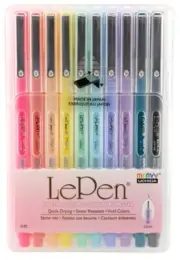 Marvy Uchida PASTEL LePen Pens Micro-Fine Plastic Point Set of 10 4300-10P NEW!