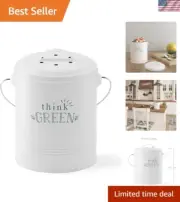 1.2 Gallon Kitchen Compost Bin - Odor-Reducing Countertop Composter in White