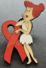 WILMA FLINTSTONE RED Ribbon Lapel Pin
