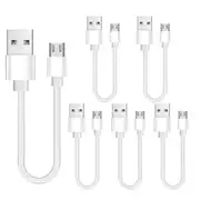 5 Pack 20cm Short Data Transfer Charger Charging Micro USB Cable Cord for Android Phone Device Tablet Bulk White TPE Plastic