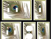 PEACOCK FEATHER LIGHT SWITCH COVER PLATE U PICK SIZE