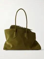 [The Attico] The Attico - La Passeggiata Medium Asymmetric Suede Tote - Army green - One size One size Green