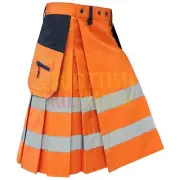 Handmade High Visibility Orange Firefighter Kilt For Men Working Men Custom Kilt