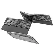 Ergonomic 2.4G Wireless Keyboard, Comfortable Natural Typing, Palm Rest, Multi-Device Rechargeable Bluetooth Keyboard for Laptop