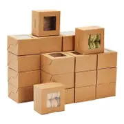 Dww-Boite Papier Kraft Marron avec Fentre Transparente (Lot de 35) - Boite Gateau 10,2 x 5,9 cm - Boite Ptisserie pour Donut, Mini Gteau, Ptisserie, D