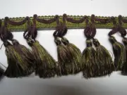 tassel fringe trim..appx. 26 yards .. olive green/burgandy. $70.00..free ship