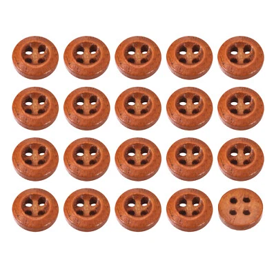 50Pcs Wooden Buttons 10mm 4 Hole Round Wood Sewing Button Craft, Brown