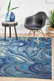 Waves Modern Indigo Rug