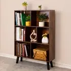 LEYAOYAO Cube Bookshelf 3 Tier Mid-Century Rustic Brown Modern Bookcase with ...