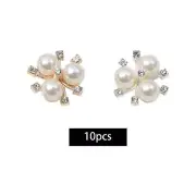 10 Pieces Pearl Button Rhinestone Flatback Rhinestone Beads Buttons for Home