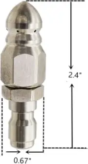 Pressure Washer Sewer Jetter Nozzle Stainless Steel,Nozzle,1/4'' Quickly Connect