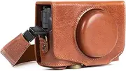 MegaGear MG1177 Canon PowerShot SX740 HS, SX730 HS Ever Ready Genuine Leather Camera Case with Strap - Dark Brown