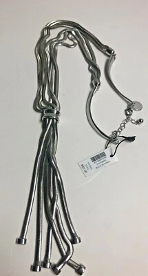 WHITE HOUSE BLACK MARKET Silvertone Snake Chain Tassel Necklace NWT $60