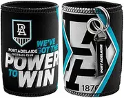 AFL Stubby Can Cooler with Bottle Opener - Port Adelaide Power - Rubber Base