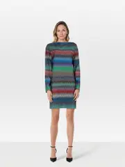 Zig Zag Metallic Knit Dress