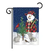 Lumberjack Snowmen Double Sided Garden Flag 13" x 18.5" Pole Not Included