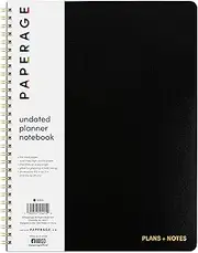 PAPERAGE Undated Daily Planner & To Do List Notepad (Black), 8.5 in x 11 in, Spiral Bound Planner Notebook for Work, School or Home, 104 Lined Pages With Date Tracker for Plans & Notes