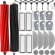 [HoHumoca] Accessory for Roborock S8 MaxV Ultra, Replacement Part Set for Roborock S8 MaxV Ultra, 2 Rubber Brushes, 6 Dust Bags, 4 HEPA Filters, 4 Wiping Cloths, 4 Edge Mops, 6 Side Brushes