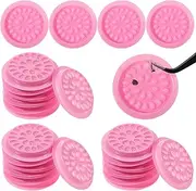 100 Pcs False Eyelash Glue Holders, Lash Trays for Lash Extensions, Pink Disposable False Eyelashes Glue Holder Plastic Eyelash Extension Glued Pallet Pads