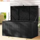 Outdoor Storage Box 830L Container Lockable Bench Tool Shed All Black