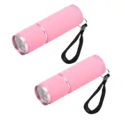 9 LED Glow in Dark Flashlights, 2 Pcs Mini Aluminum Flashlight, Pink