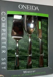 Oneida Essential Additions 11 Pc Set S/S Serve All 2 Pc Serve Set 8 Steak Knives