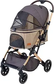 Gex Osoto Grace QC Camel, Compact Folding with One Touch, Freestanding Frame, Buggy for Dogs and Cats, Comfortable Riding and Pushing Feel, Load Capacity Less Than 48.5 lbs (22 kg)