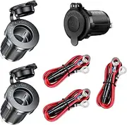 GTIWUNG Pack of 3 Car Cigarette Lighter Socket Waterproof Car Built-in Socket 12 V, 12 V/24 V DC Lighter Socket Adapter with 60 cm 18AWG Connection Cable for Boat Motorcycle Car