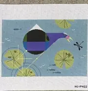 Meredith Collection Handpainted Needlepoint Charley Harper Purple Gallinule bird