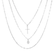 Sterling Silver Religious Cross Chain Necklace, 18"