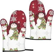 [COMAAM] Merry Christmas Insulation Gloves (2-Piece Set) Microwave Oven Gloves For Barbecue Cooking And Baking