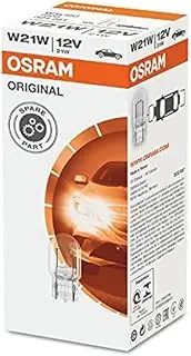 OSRAM 7505 ORIGINAL W21W halogen signal lamp, rear fog light/brake light/tail light and rear running light, rear/front turn indicator, 7505, 12 V passenger car, folding carton box (10 lamps)