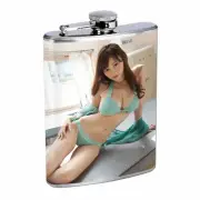 Japanese Pin Up Girls D10 Flask 8oz Stainless Steel Hip Drinking Whiskey