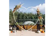 Vibe Geeks Heart Shaped White Metal Balloon Arch Stand Frame Display Kit for Wedding