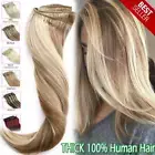 US Real Thick Clip in Hair Extensions For Human Full Head Hairpiece Double Weft
