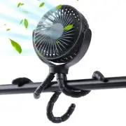 Passionbility Mini Handheld Portable Stroller Fan, 360° Rotate Flexible Tri