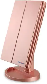Lighted Makeup Mirror Tri Fold Vanity Mirror with 1X/2X/3X Magnification Mirrors