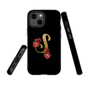 For Apple iPhone 13 mini Case, Armour Back Cover, Embellished Letter S