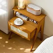 Modern Bedside Table with Drawer and Open Shelf - Minimalist and Practical End Side Table with Storage for Bedroom and Living Room