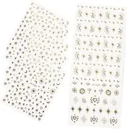 MOTHNUR 10sheets Gold Color Nail Art Stickers Mixed Shapes for Creative Nail Decorations Easy Peel and Apply Manicure Supplies for Women and Girls