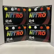 Nitro Ultimate Distance Soft Golf Balls 24 Pk Lot 4 Boxes 96 Balls Matte Finish