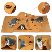 Durable Foldable Cat Play Mat - Scratch-Resistant Hide & Seek Blanket with Holes