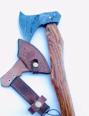 CUSTOM HANDMADE Art DAMASCUS STEEL WOOD Throwing Axe HATCHET TOMAHAWK Knife