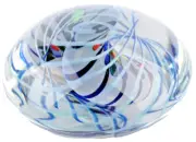 MERIDIAN STREET Art Glass Tidal Wave Flat Paperweight Hand Blown J. McDonald New